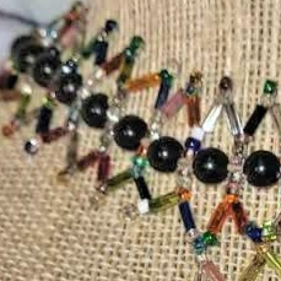 Stunning Vintage Southwest Iridescent Beaded Starburst Choker - Picture 2 of 7